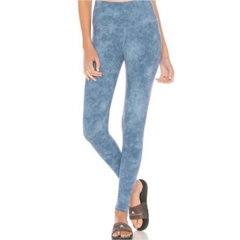Alo Yoga acid wash denim blue high rise leggings